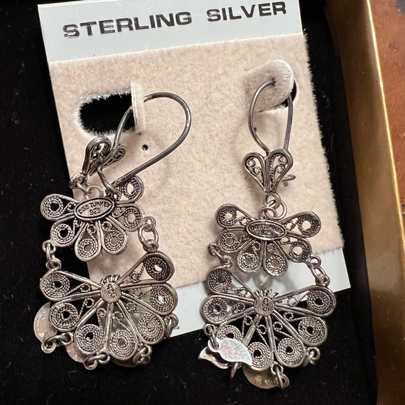 Vintage Sterling Silver Dangle Earrings NWT - Picture 3 of 4